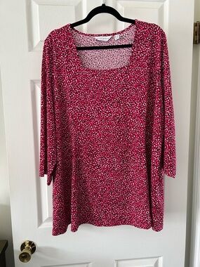 Susan Graver Pink Printed Scoop Neck Tunic